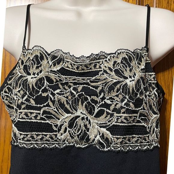 Boutique Essentials Tops - Boutique Essentials Black Embroidery Spaghetti Strap M